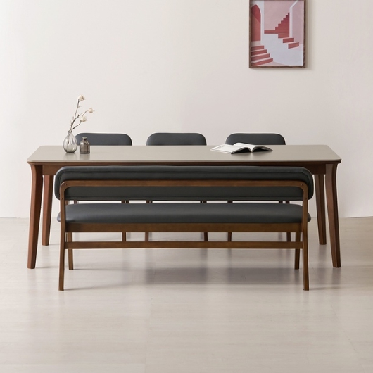 라로퍼니처 롤랑 포세린 통세라믹 낮은 식탁 1900 (의자3개+벤치1개)_이미지