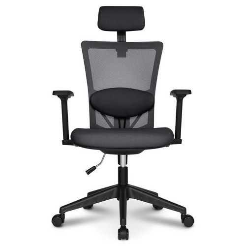 체어포커스 네오와이드 프리미엄 대요추헤더형 조절팔 블랙바디 책상의자 (패브릭좌판)