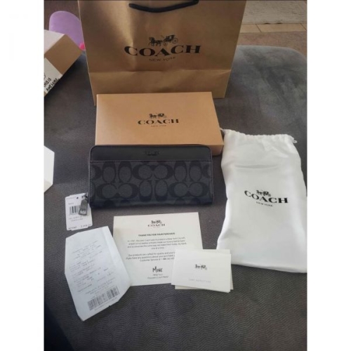 코치 세금포함 Accordion 지갑 In 시그니처 캔버스 블랙/Oxblood 250 MSRP NEW F25517 동전지갑