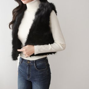  수키 숏 퍼베스트 1044499 어반 Beige Black 핑크 블랙 퍼