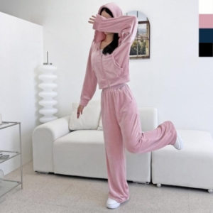 오노마 ONM 여자 벨로아 트레이닝 셋업 벨벳 후드 크롭 집업 와이 30244990_이미지