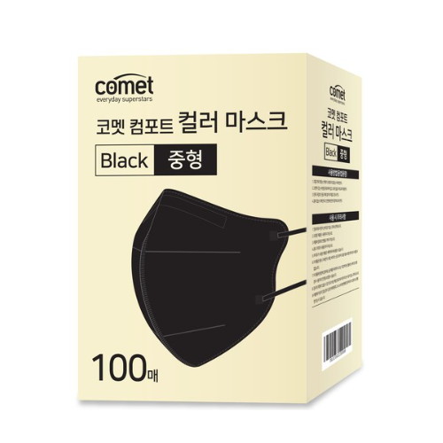 컴포트 컬러 마스크 새부리형 중형 레귤러핏 100개입 1개 블랙