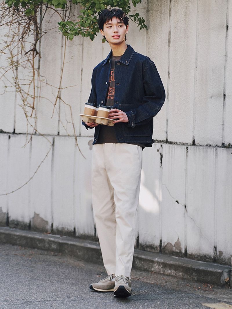 남성 테이퍼드 밴딩 팬츠_MSF3PP1002IV 면바지 코튼팬츠 5416637