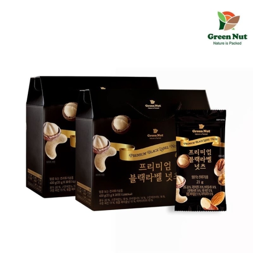 동우농산 그린너트 프리미엄 블랙라벨 넛츠 21g 20개입 세트 (2개)