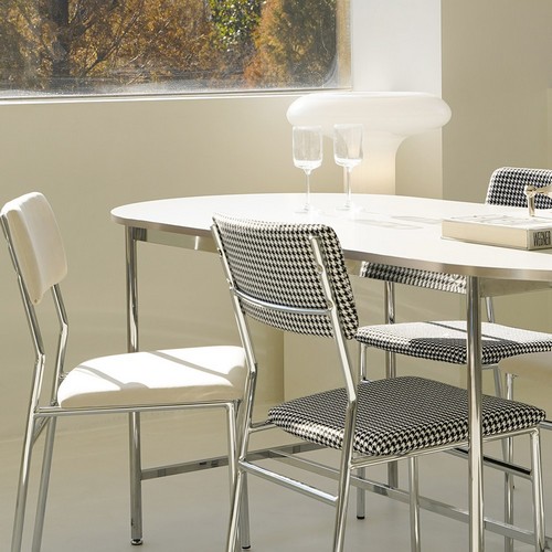 어뮤즈 패브릭 철제 거실 다이닝 식탁의자