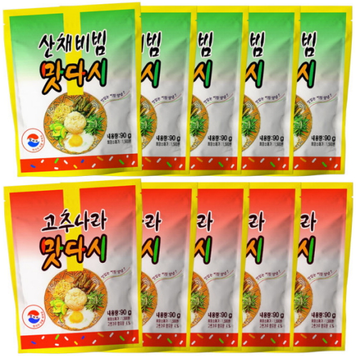 동방푸드마스타 고추나라 맛다시 90g x 5개 + 산채비빔 맛다시 90g x 5개 (1개)_이미지