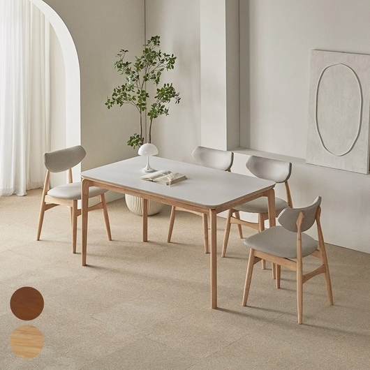 파로마 폴리니 세라믹 원목 식탁 1400 (필립B의자4개)