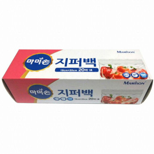 마미손 1호 지퍼백 18x20cm 소 20매 위생 주방 1개입