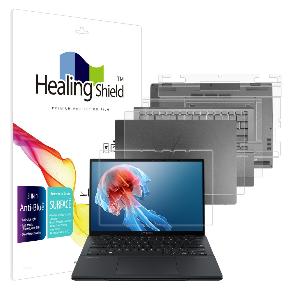 폰트리 힐링쉴드 ASUS 젠북 듀오 UX8406MA 블루라이트차단 (액정보호필름 + 외부보호필름 3종 세트)_이미지