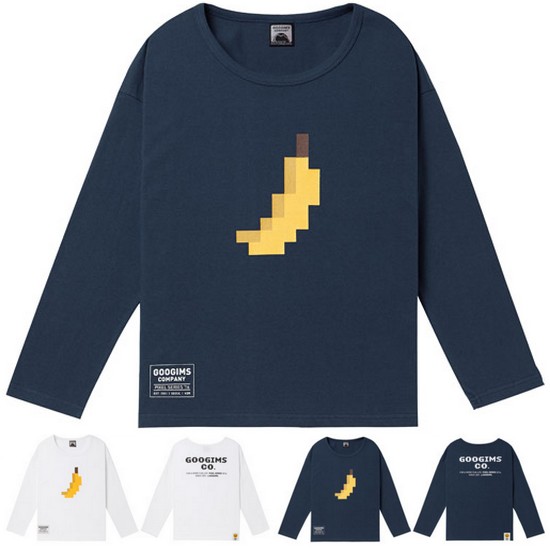 구김스 1192 바나나 픽셀 긴팔 티셔츠 G16SMRT405