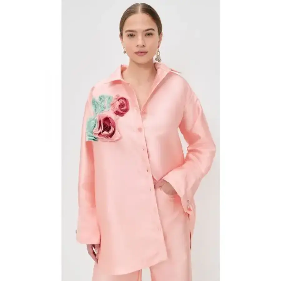 사틴 MarquesAlmeida 마르크 알메이다 헤비 꽃 장식 오버사이즈 셔츠 7447187