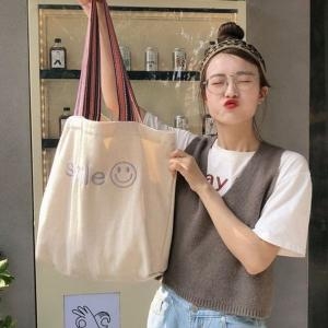 MJ W8A3400 여성 패션가방 캐주얼 스마일 빅사이즈 에코백 숄더백 숄더백 학생숄더백 숄더에코백 쇼퍼백 여성 복수할인