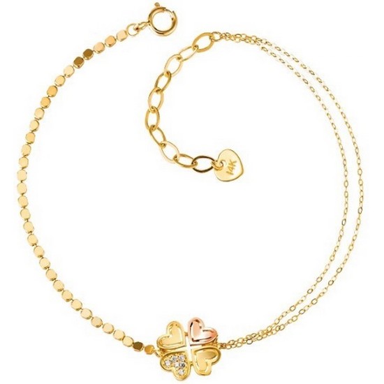 골드앤 14K 하트클로버 팔찌 콤비_이미지