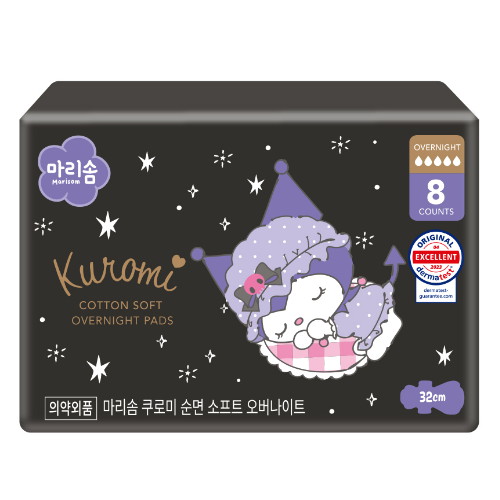 마리솜 쿠로미 순면 소프트 오버나이트 8개 (2팩(16개))_이미지