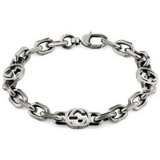 구찌 인터로킹 G 디테일의 실버 팔찌 620798 J8400 0811_이미지