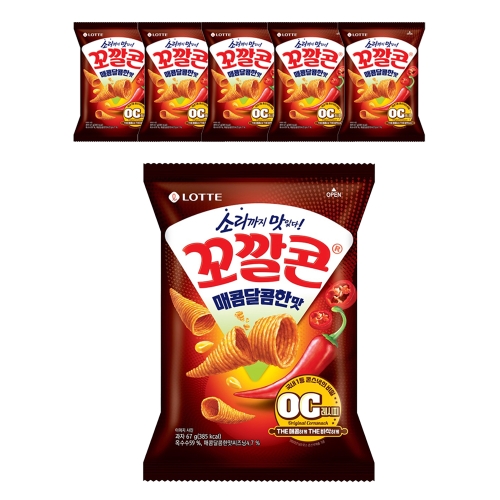 롯데제과 꼬깔콘 매콤달콤한맛 67g (6개)