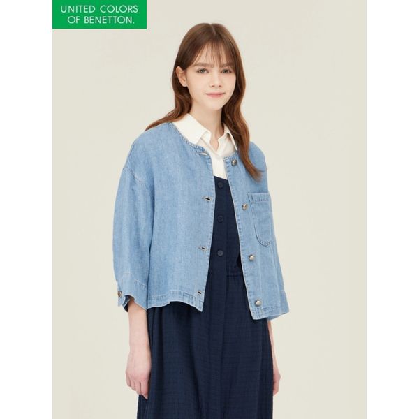 베네통 백 니트 블록 셔츠 BABLA5631_이미지