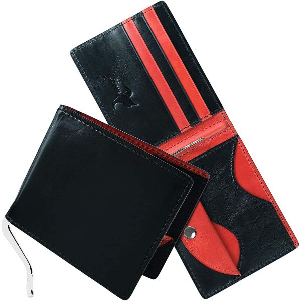 HUM 11216692 포켓 지폐 선물 남자 머니클립 지갑 오일업 레더 오일 초슬림 이중 접이식 천연 가죽 남성용