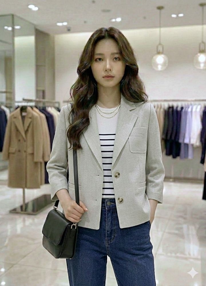 스위트숲 베이직 칠부소매 투버튼 자켓 SC4JK90Q