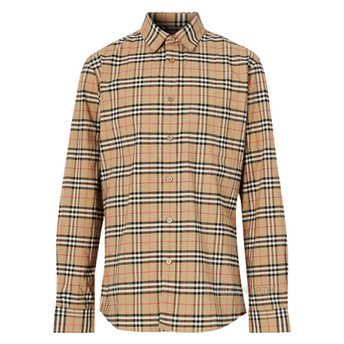  버버리 남성 스몰 스케일 체크 스트레치 코튼 셔츠_8020966