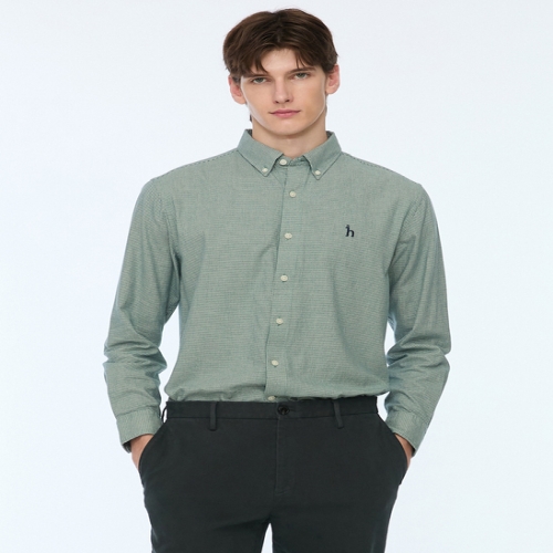 LF 헤지스레이디스 터키쉬블루 체크 면 긴팔캐주얼셔츠 WHSH4D402T2_이미지