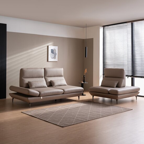 다우닝 클레프 스윙 전체 천연가죽 소파 3.5인용 (스툴별도)_이미지