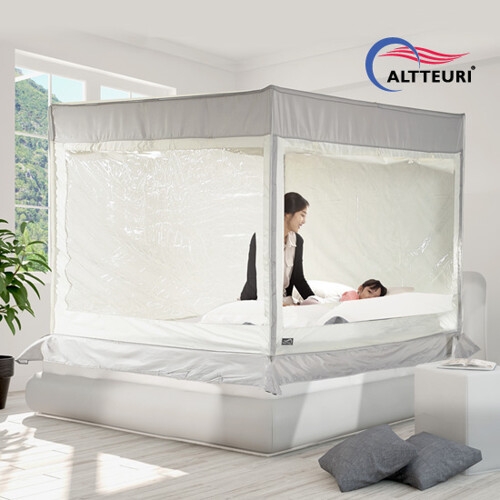 알뜨리 투인원 사각 난방텐트 세트 그레이 중형 방한텐트 침대텐트 보온텐트 실내텐트 수면텐트 겨울텐트 캐노피 난방용품