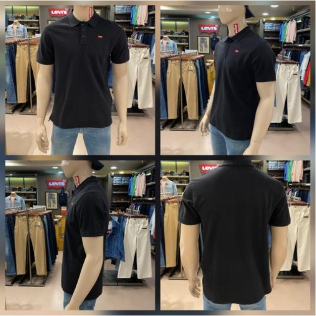 데일리룩 리바이스 매일 입고 싶어지는 여름 필수 패션템 얇고 부드러운 면 100% 카라 티셔츠 7L35883 블랙 BK-L_이미지