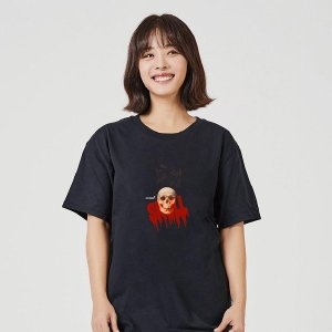 키밍 해골 SKULL 그래픽 반팔티 오버핏 데일리 W7949BD_이미지
