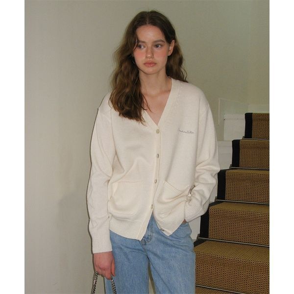아미 썸웨어버터 SOMEWHEREBUTTER C lla V-Neck Cardigan Ivory S5SCA02IVF 391907_이미지