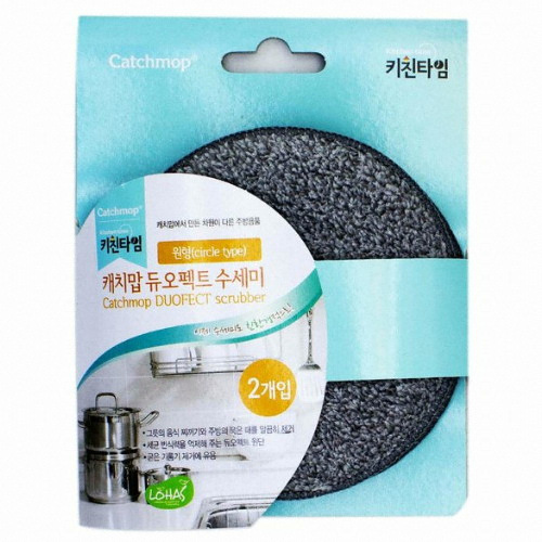 캐치맙 듀오팩트 수세미 2개입 원형 120x120mm