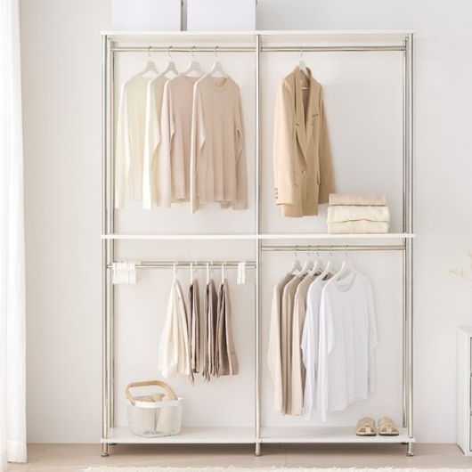 베이지메이트 에펠 2단+바지걸이 드레스룸 시스템행거 1560