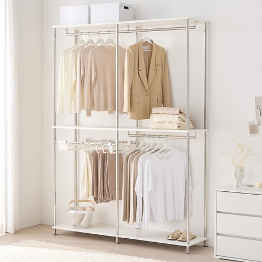 베이지메이트 에펠 2단+바지걸이 드레스룸 시스템행거 1560_이미지