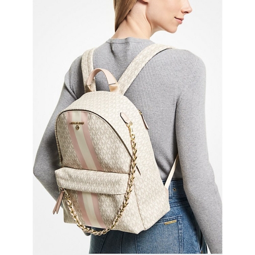 마이클코어스 MICHAEL KORS Slater Medium Logo Stripe Backpack 30F1G04B2B VANILLA/S..