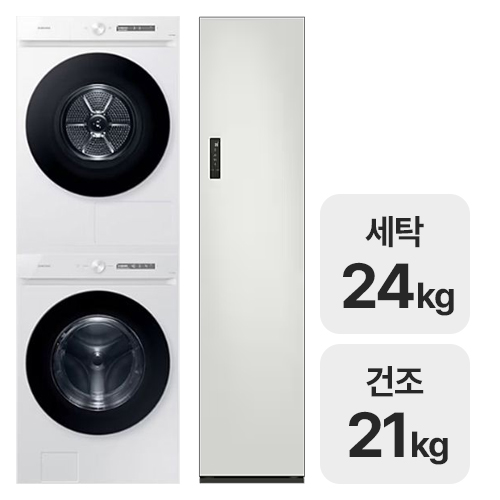 삼성전자 비스포크 AI WF24CB8850BW + DV21CB8890BW + 에어드레서 DF18CG3100TR이미지입니다. 누르면 해당 게시물로 새창이동합니다.