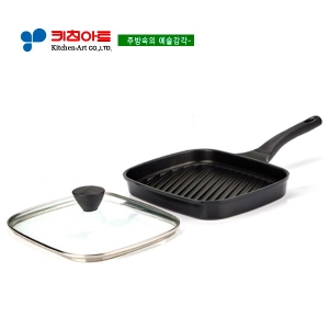 키친아트 멀티 사각그릴팬 가스렌지용 27CM 유리카바