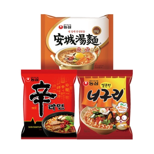 농심  신라면5개 + 안성탕면5개 + 얼큰한너구리5개