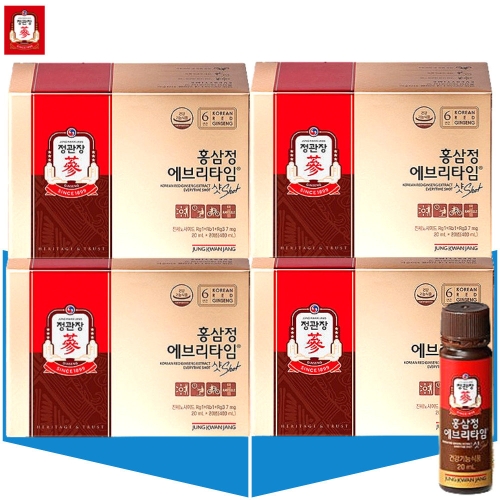 한국인삼공사 정관장 홍삼정 에브리타임 샷 20ml 20병 (4개)