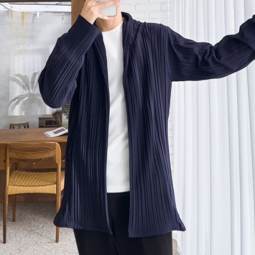 리빌모아 남자 플리즈 주름 오픈 롱 가디건 5C-CA-Q097-자주_이미지