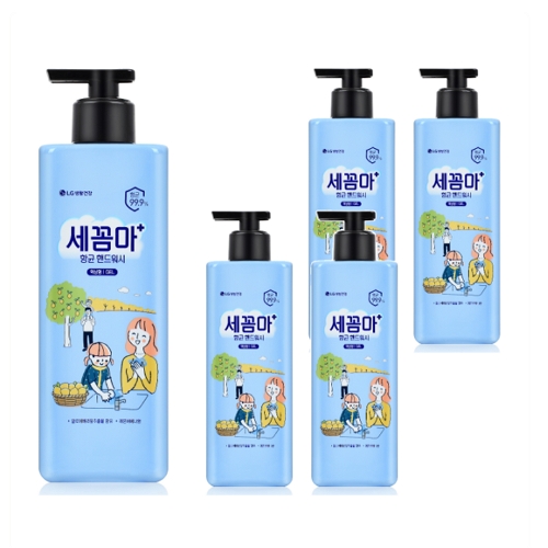 LG생활건강 온더바디 세꼼마 항균 젤타입 핸드워시 레몬 버베나향 480ml (5개)