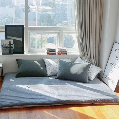 누빔 다크그레이 온수매트 커버