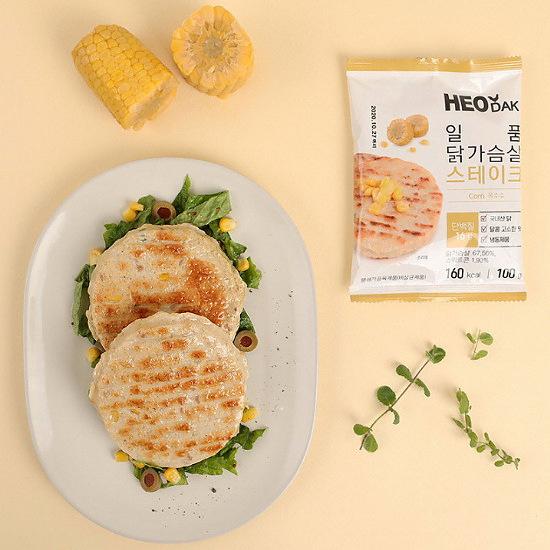 허닭 일품 닭가슴살 스테이크 옥수수 100g (1개)