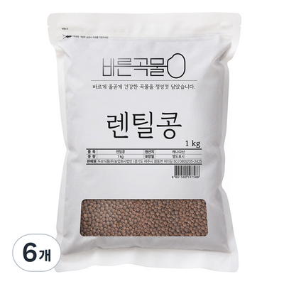 두보식품 바른곡물 렌틸콩 (1kg,6개)