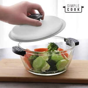 심플아이콘 심플쿡 강화유리 오븐겸 전자레인지용 찜기 1L