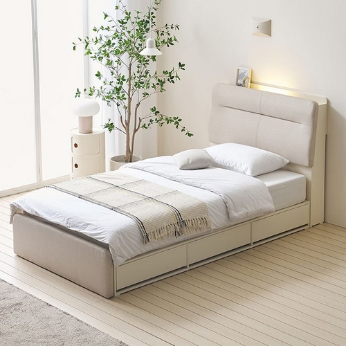 파로마 유니온 프리미엄 패브릭 레더 수납 LED침대 SS (독립스프링)_이미지