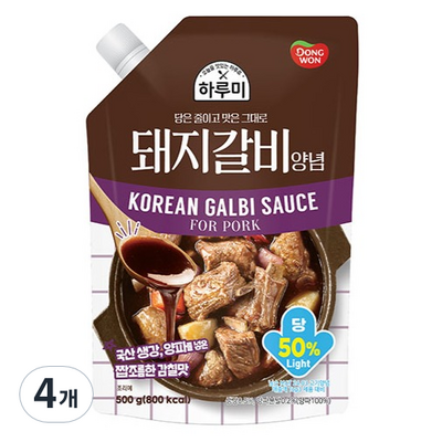 동원F&B 하루미 돼지갈비 양념 500g (4개)_이미지