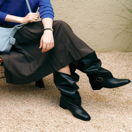 LF 질스튜어트 뉴욕 SEREN 세렌 슬라우치 미들 부츠 블랙 JASO5F300BK_이미지