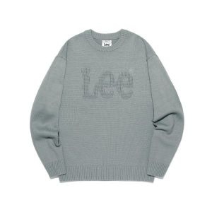 LEE 라운드넥 톤온톤 로고 니트 그레이 Round Neck Tone-on-Tone Logo Knit Gray LE2303KT16GR_이미지