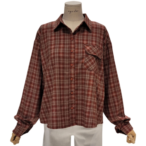 에이지도르 체크 크롭 셔츠 ALFIAUB105L_이미지