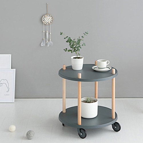 마켓비 GRUET 원형 2단 트롤리 선반_이미지